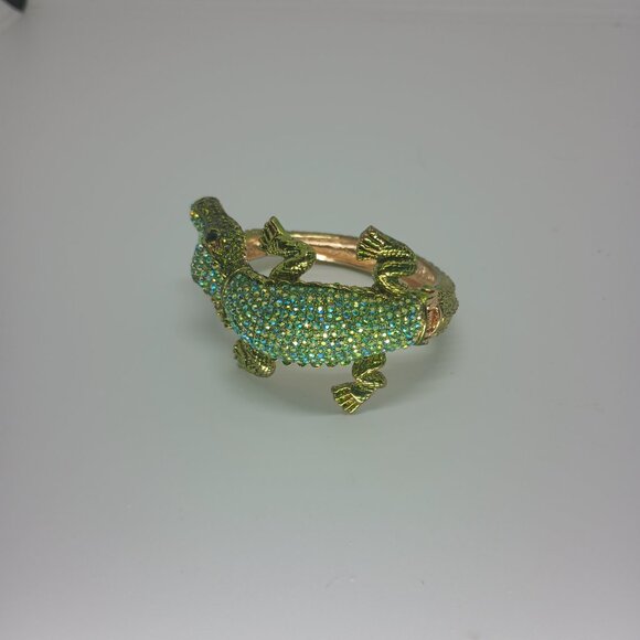 Vintage Rhinestone Alligator Clamper Bracelet. - Picture 7 of 7